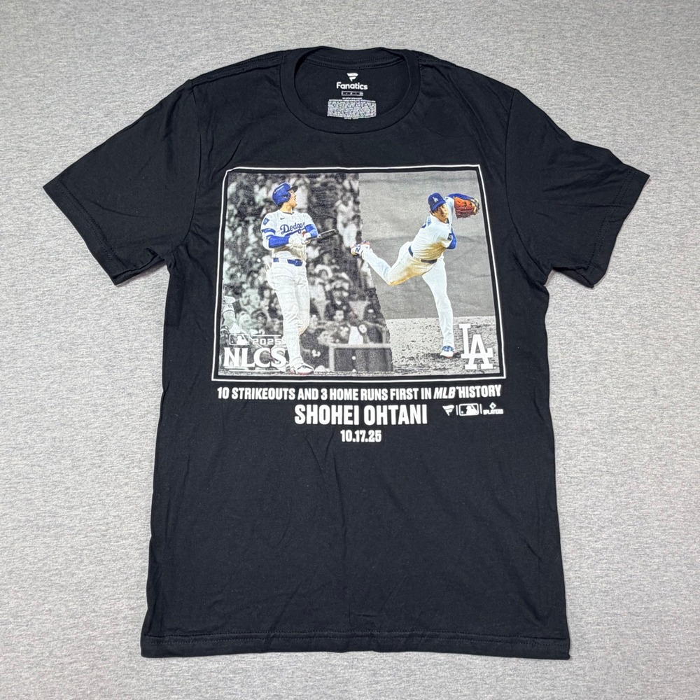 Fanatics Shohei Ohtani LA Dodgers NLCS 10 Strikeouts 3 Home Runs T-Shirt Mens S